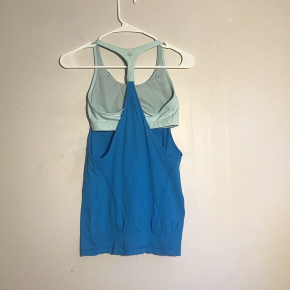 Lululelmon Racerback Tank Top Shelf Bra Blue Green practice freely no limits s 4 - Picture 3 of 4